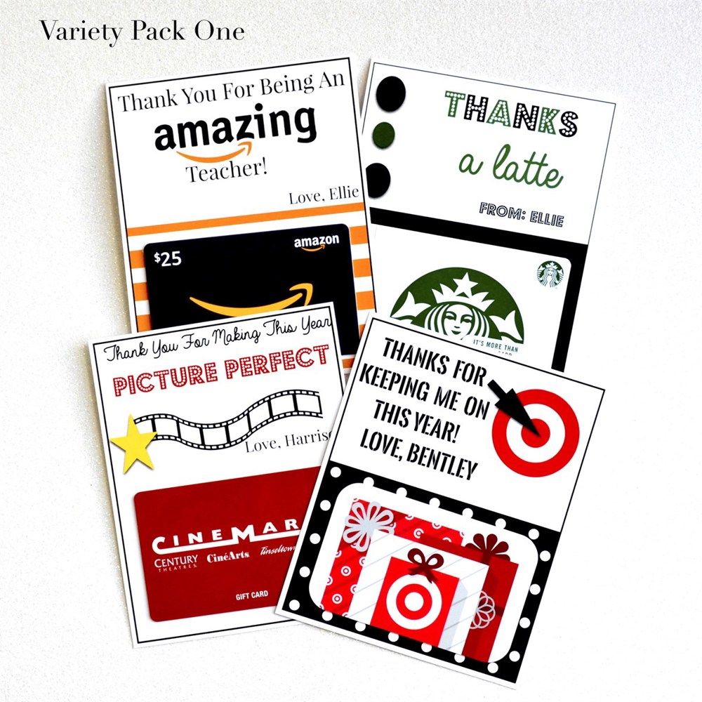 (4) Pack Personalized Teacher Gift Card Holders 