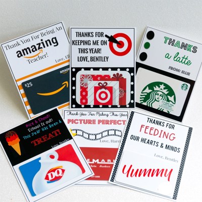 (4) Pack Personalized Teacher Gift Card Holders 