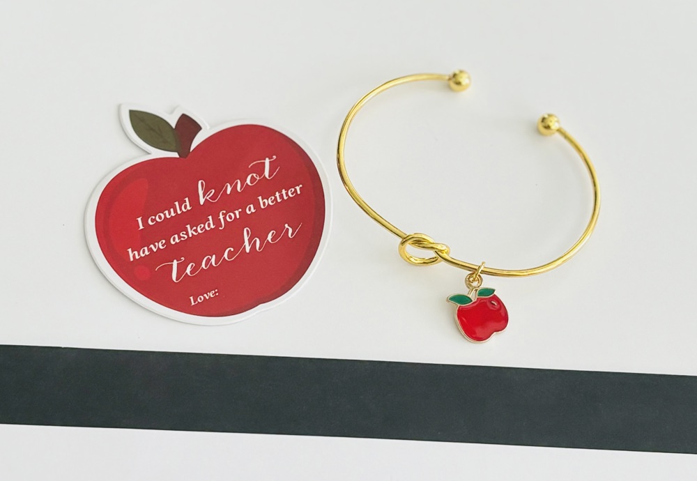 Christmas Teacher Knot Bracelet & Stationery Tag Gift