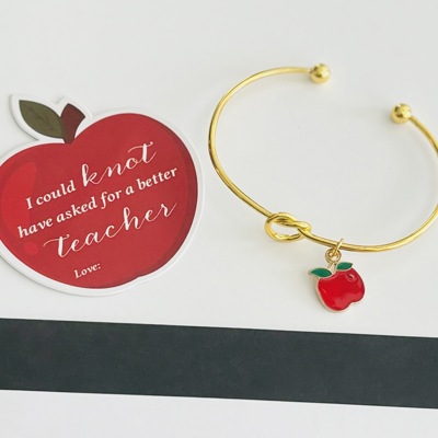 Christmas Teacher Knot Bracelet & Stationery Tag Gift