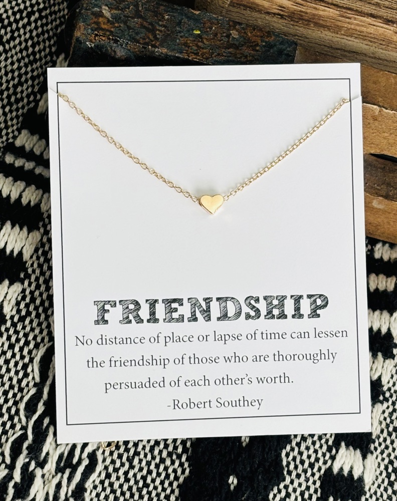 Friendship Heart Necklace & Stationery Card Gift