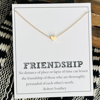 Friendship Heart Necklace & Stationery Card Gift