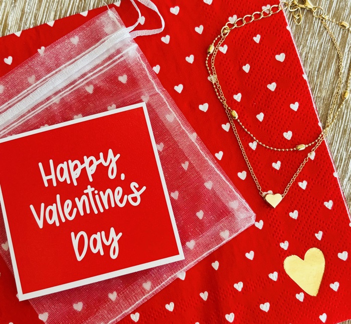 Happy Valentine's Day Bracelet, Card and Gift Bag