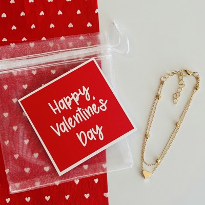 Happy Valentine's Day Bracelet, Card and Gift Bag