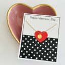  Valentine Stamped Heart Pendant Necklace & Stationery Card