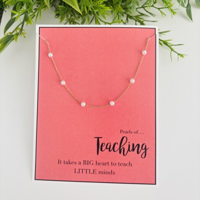 Teacher Appreciation; End of the Year Teacher Necklace Gift & Card