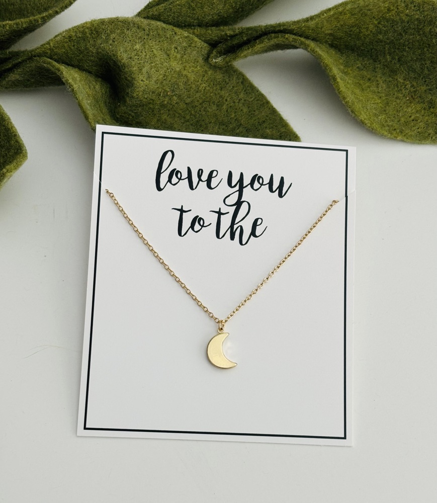 Love You to the Moon Necklace & Stationery Card Gift