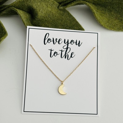 Love You to the Moon Necklace & Stationery Card Gift