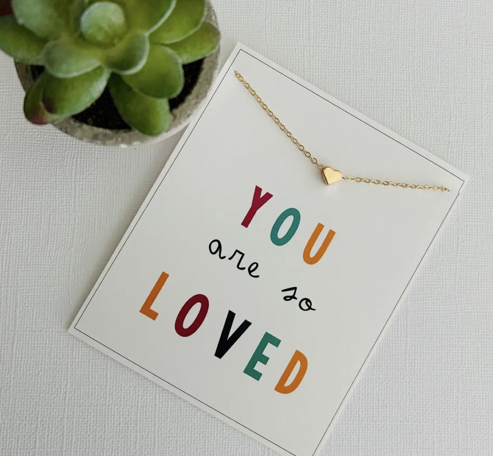 YOU ARE LOVED Heart Necklace & Stationary Combo Gift