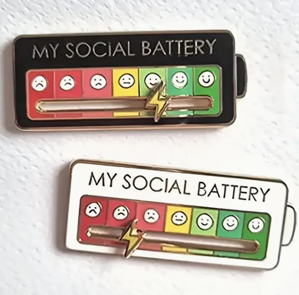 White Elephant Social Battery Pin/Button