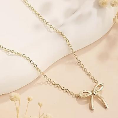 Stunning Dainty Gold Bow Necklace