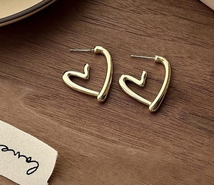 Valentine Heart Hoop Gold Earrings