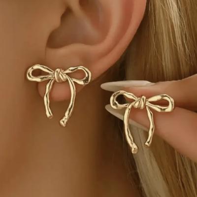 Gold Bow Stud Earrings