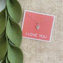 Silver I Love You Sign Necklace On Stationery Card Gift