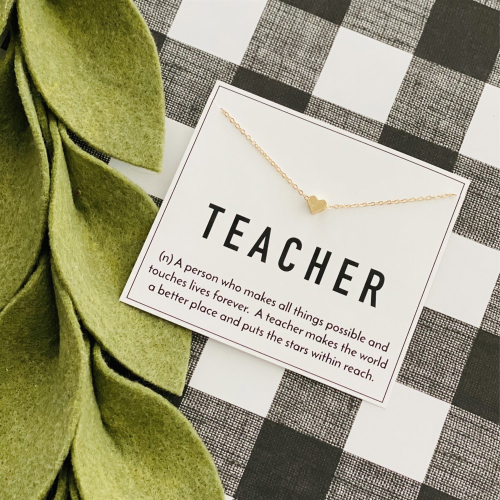 Christmas Teacher Necklace & Stationery Card Gift