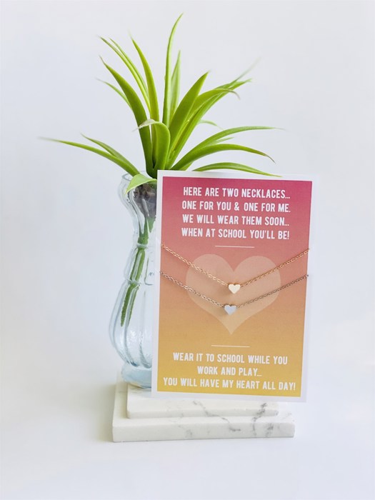Back to School Comfort Heart Necklace Gift