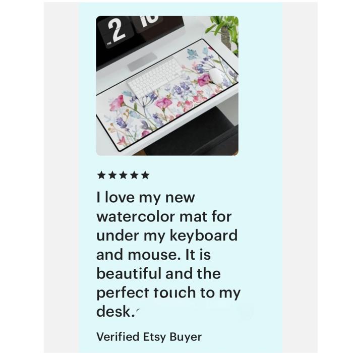 Watercolor Floral Desk Mat Customizable