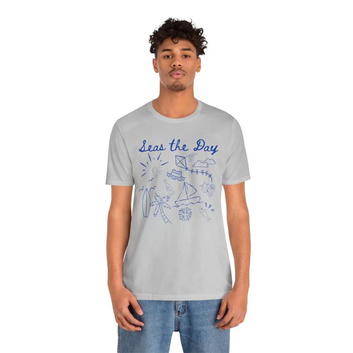 Seas the Day Summer Beach Design Short Sleeved T-Shirt