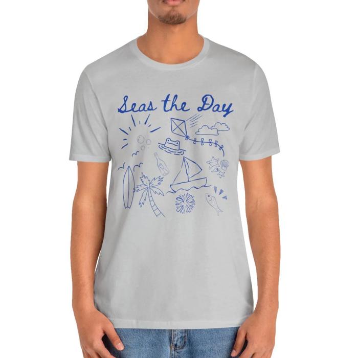 Seas the Day Summer Beach Design Short Sleeved T-Shirt