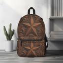  Tooled Leather Look Backpack, Western Star School Bag