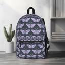  Lavender Moths Backpack, Artistic Boho School Bag