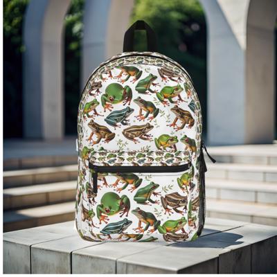 Frog Print Backpack for Kids Teens  Adults, Nature Lovers  and Herpetologists