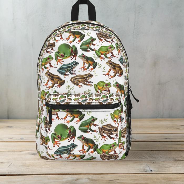 Frog Print Backpack for Kids Teens  Adults, Nature Lovers  and Herpetologists