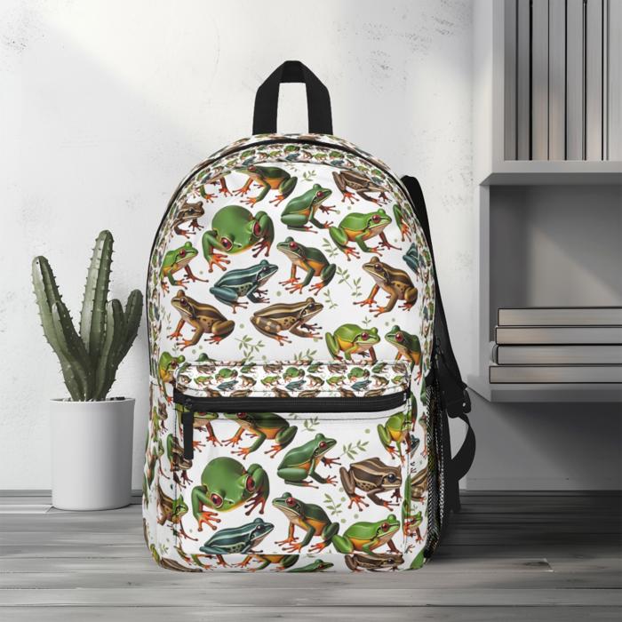 Frog Print Backpack for Kids Teens  Adults, Nature Lovers  and Herpetologists