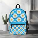  Turquoise Daisies Backpack, Floral Custom School Bookbag Gift for Kids Teens Adults