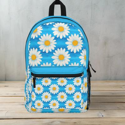Turquoise Daisies Backpack, Floral Custom School Bookbag Gift for Kids Teens Adults