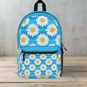  Turquoise Daisies Backpack, Floral Custom School Bookbag Gift for Kids Teens Adults
