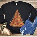 Black Small Pizza Slice Christmas Tree Sweatshirt