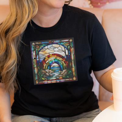 Rainbow Bridge Stained Glass Style Pet Memorial Shirt