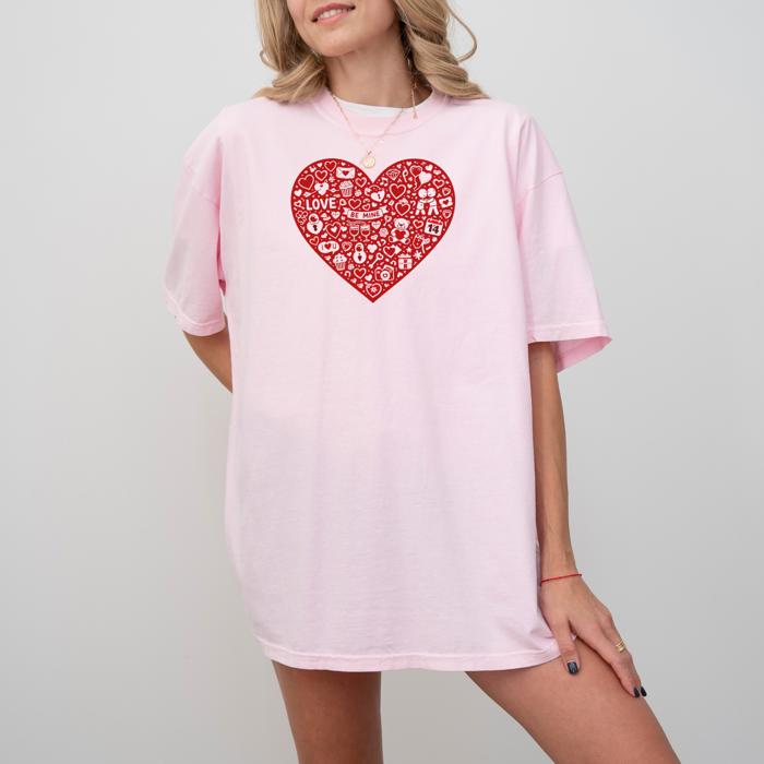 Doodle Art Valentines Shirt, Seasonal and Lifestyle Graphic Tee
