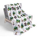 Western Animals and Tractors Cute Sherpa Fleece Blanket