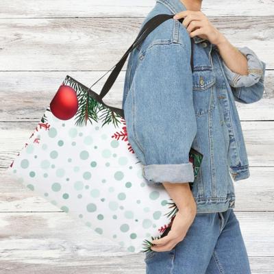 Christmas Carry Bag, Holiday Garland Tote, Xmas Hostess Gift Gear Bag