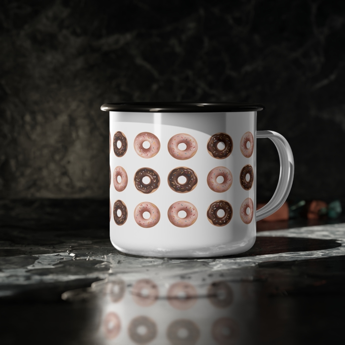 Donut Lovers Cute Enameled Camp Mug
