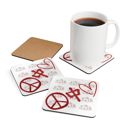 Peace Mahjong Love Hardboard Coasters with Cork Bottom (Set of 4), Tile Game Players Gift