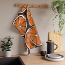 Tangerines Citrus Prints Bold Bright Kitchen Towels for Summer Vibes, Decor for BBQ Grilling and Outdoor Kitchen