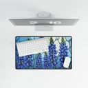 Medium Desk Mat Bluebonnets Stained Glass Style Desk Mat, Large Gaming Pad