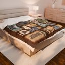  Book Lovers Minky Blanket,  Retro Matchbook Design Featuring Journals Fiction Coffee & More