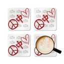  Peace Mahjong Love Hardboard Coasters with Cork Bottom (Set of 4), Tile Game Players Gift