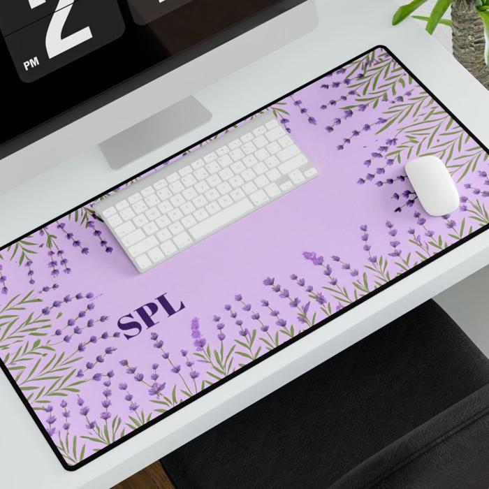 Lavender Wildflowers Desk Mat, Gardeners Work From Home Office Gift, Remote Worker or Gamer Floral Table Pad
