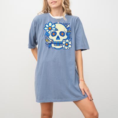 Girly Skull  Cute Halloween Comfort Colors Shirt,