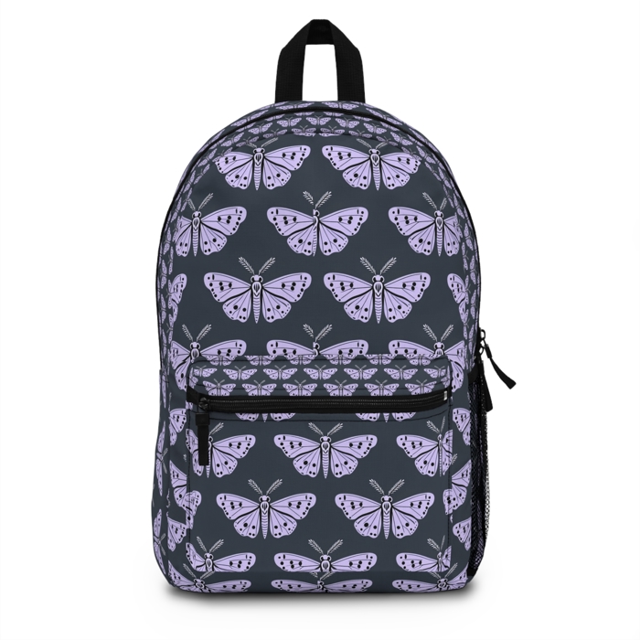 Lavender Moths Backpack, Artistic Boho School Bag