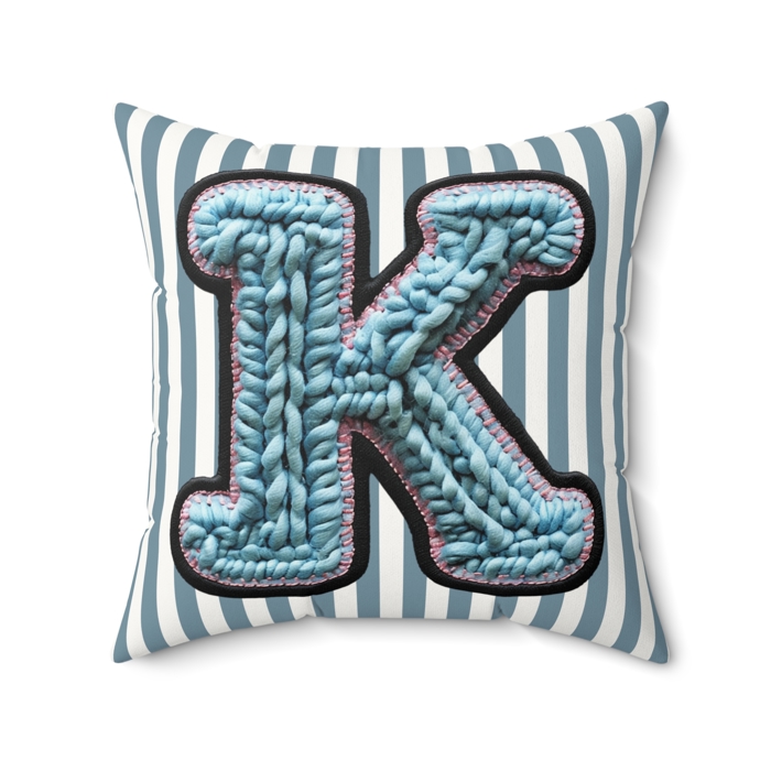Custom Initial Letter Faux Suede Pillow, Cute Monogram Dorm Room Decor