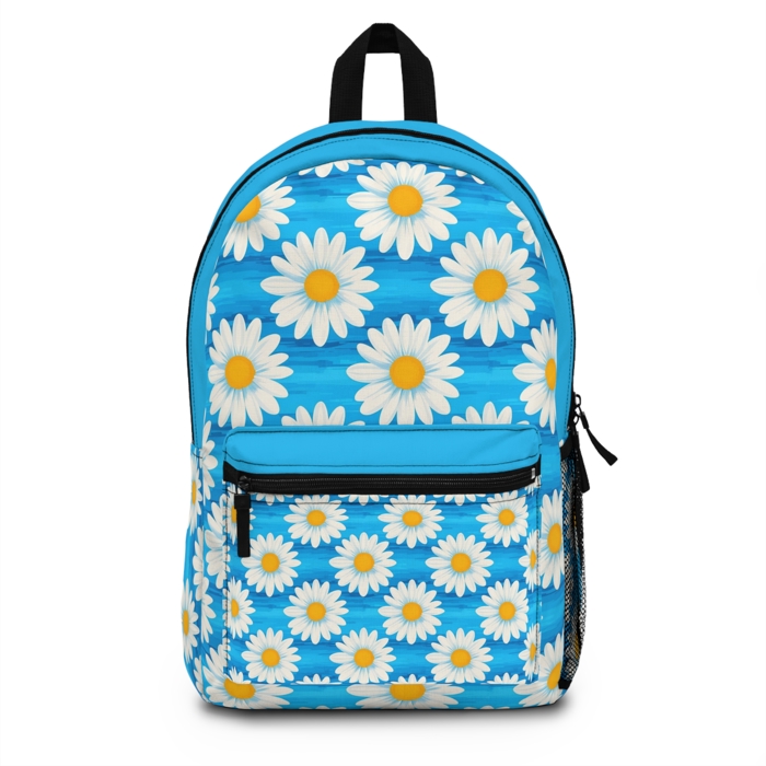 Turquoise Daisies Backpack, Floral Custom School Bookbag Gift for Kids Teens Adults