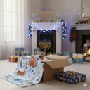  Snowy Village Mink Plush Blanket, Christmas or Hanukkah Gift, Super Soft Throw