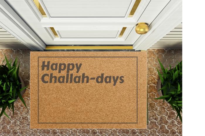 Hanukkah Themed Doormat, Outdoor Welcome Mat Happy Challah-Days Design