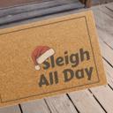  Santa Hat Funny Doormat, Outdoor Welcome Mat Sleigh All Day Design